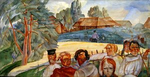 Russland, fra syklusen Visages de Russie, 1917 (wc & gouache på papir) av Boris Dmitrievich Grigoryev