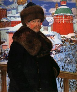 Selvportrett', 1912. av Boris Mikhailovich Kustodiev