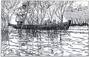 Illustrasjon til diktet Bestefar Mazay og harene av N. Nekrasov, 1910 av Boris Mikhailovich Kustodiev