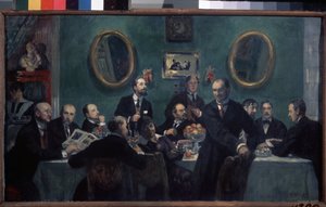 Medlemmer av World of Art Movement av Boris Mikhailovich Kustodiev
