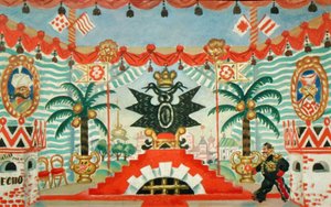 Palace, en skisse for E. Zamyatins skuespill, The Flea, 1925-26 av Boris Mikhailovich Kustodiev