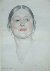 Portrett av Maria Dmitrievna Shostakovich, 1923 av Boris Mikhailovich Kustodiev