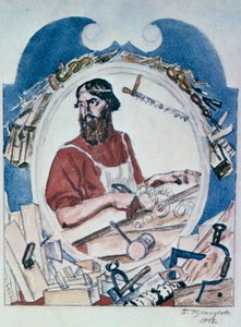 Snekkeren, 1918. av Boris Mikhailovich Kustodiev