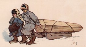 En begravelse i Sovjet-Russland (farge litho) av Boris Vasilievich Zvorykin