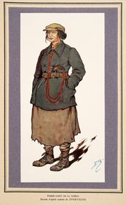 Kvinnelig hemmelig agent fra Histoire des Soviets, pub. 1922 (farge litho) av Boris Vasilievich Zvorykin