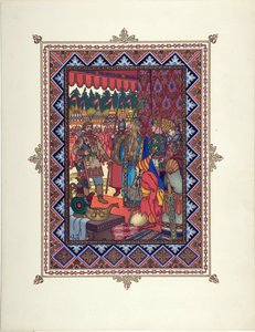 Illustrasjon til eventyret Marya Morevna (Maria des mers) av Zvorykin, Boris Vasilievich (1872-etter 1935), ca. 1925 - Fargelitografi, 27,3x20,5 - Privat samling av Boris Vasilievich Zvorykin