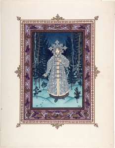 Snegourotchka ( ou Snegourka, la Fille de neige) - Illustrasjon til eventyret Snegurochka par Zvorykin, Boris Vasilievich (1872-etter 1935), ca. 1925 - Fargelitografi, 27,3x20,5 - Privat samling