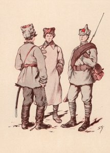 Soldater fra den sovjetiske røde hæren (farge litho)