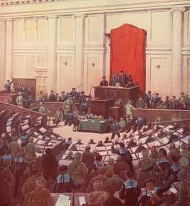 Det eneste møtet i den russiske konstituerende forsamlingen i Petrograd etter oktoberrevolusjonen av Boris Vasilievich Zvorykin
