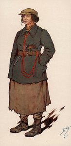 Kvinneagent for Cheka, det sovjetiske hemmelige politiet opprettet etter den russiske revolusjonen (farge litho)