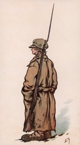 Ung soldat fra den røde hæren, russisk borgerkrig (farge litho) av Boris Vasilievich Zvorykin