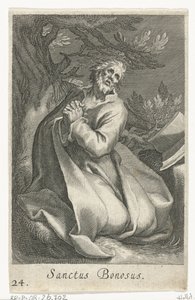 Saint Bonosus som eremitt Sanctus Bonosus (tittel på objekt) Eremitter (serietittel) Sacra eremvs ascetarvm (serietittel) av Boëtius Adamsz. Bolswert