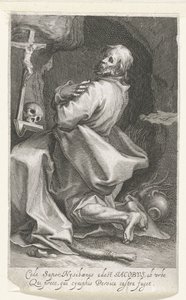 Heilige Jacobus van Nisibis er kluizenaar Gi opp smaken av Nysibaenus (...) Persica flykter fra leiren (tittel på objekt) Kluizenaars (serietittel) Ved det hellige speilet (...) gir fedrene vinger (serietittel) av Boëtius Adamsz. Bolswert