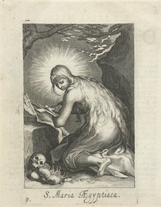 Saint Mary of Egypt som eremittinne S. Maria Aegyptiaca (tittel på objekt) Eremittinner (serietittel) Sacra Eremus Ascetriarum (serietittel) av Boëtius Adamsz. Bolswert