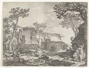Landskap med gården og Tobias og engelen Countryside Faces (serietittel) av Boëtius Adamsz. Bolswert