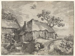 Landskap med gård og ran av Ganymedes Countryside Faces (serietittel) av Boëtius Adamsz. Bolswert
