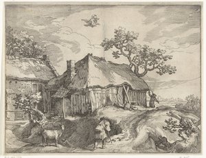 Landskap med gård og ran av Ganymedes Ansikter på landsbygda av Boëtius Adamsz. Bolswert