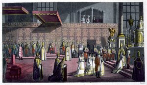 Ungarns primat som kroner dronningen i Collegiate Church, Westprim, Ungarn, plate 5 fra 
