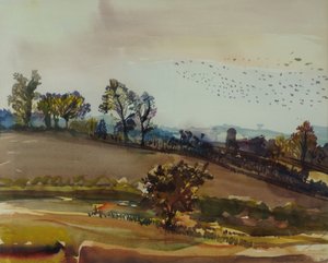 Autumn Mood, 1980 (wc på papir) av Brenda Brin Booker