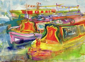 Canal Boats, 1989 (wc på papir)