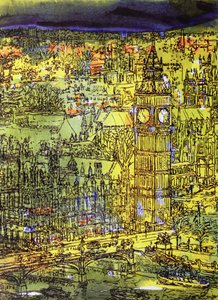 Westminster (wc og blandede medier på papir) av Brenda Brin Booker