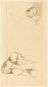 skremt mann ser opp; Kvinne og barn av British 18th Century after John Flaxman