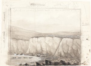 Skisse av båter nær en klippe av British 19th Century