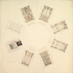 Åttekantet rom med delt utsikt, 1800-tallet. av British Anonymous 19th Century.