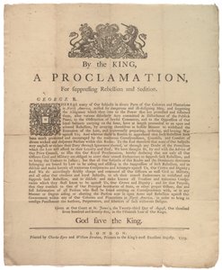 A Proclamation, for suppressing Rebellion..., 23. august 1775 av British School