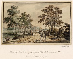 En serie skisser, utsikter i Storbritannia, kontinentet og Amerika 1772-1778 (akvarell) av British School