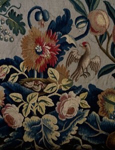 Blomstermønster, detalj fra polstring av sofa i George I-stil, ca. 1725, Storbritannia av British School