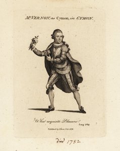 Fru Joseph Vernon som Cymon som synger Thomas Arnes kantate Cymon og Iphigenia av British School