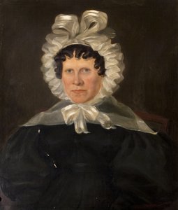 Fru Rebekah Franklin, kone til pastor Francis Franklin, sent på 1840-tallet (olje på lerret) av British School