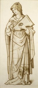 Muse of Lyric Poetry - Cartoon for Stained Glass, ca. 1890 (akvarell på papir) av British School