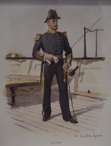 Royal Navy-kaptein, sent på 1800-tallet (farge litho)