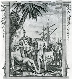 Det første intervjuet av Christopher Columbus med de innfødte i Amerika av British School
