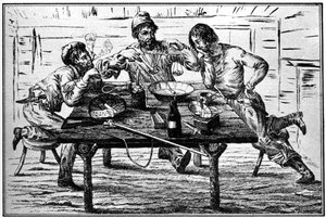 Gruvearbeidere som veier gullet sitt, 1800-tallet 1937.