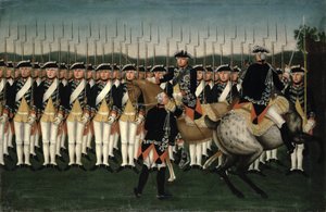 Friedrich II (1712-86) med Hessens garderegiment av Brock