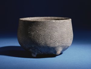 Skål, med innskåret dekorasjon som viser hjort, fra Los Millares, Spania, kobberalderen, ca. 2000 f.Kr. (keramikk)