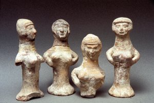 Figurer av Asherah, kanaanittisk, 999–600 f.Kr. (leire)