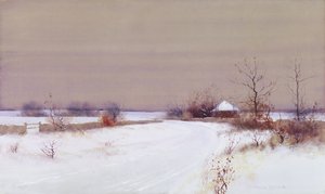 Snow Scene in Country, ca. 1890 (wc og gouache på papir)