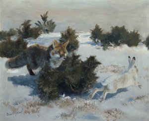 Rev og hare av Bruno Andreas Liljefors