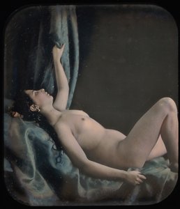 [Lengende naken kvinne posert som Danae], 1850-tallet. av Bruno Braquehais