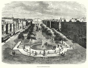 Mohammed Ali-plassen, Alexandria, Egypt (litho) av Bruno Heinrich Strassberger
