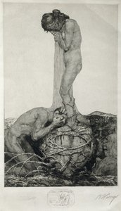 Grief, 1916 (Remarque proof etsing på papir) av Bruno Heroux