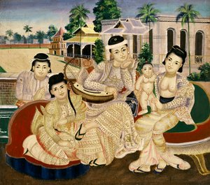 Familie portrett av Burmese School
