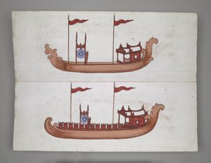 Eller 14005 Royal Barges and Boats (blekk, farge og gull på papir) av Burmese School