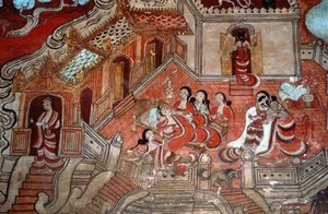 Scener fra livet til en Bodhisattva, 1776 (veggmaleri) av Burmese School