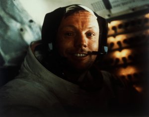 Kommandør Neil Armstrong i Lunar Module on the Moon, Apollo 11-oppdrag, juli 1969. av Buzz Aldrin