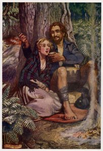 "For tettsittende i en glen, der nane kunne se" (farge litho)